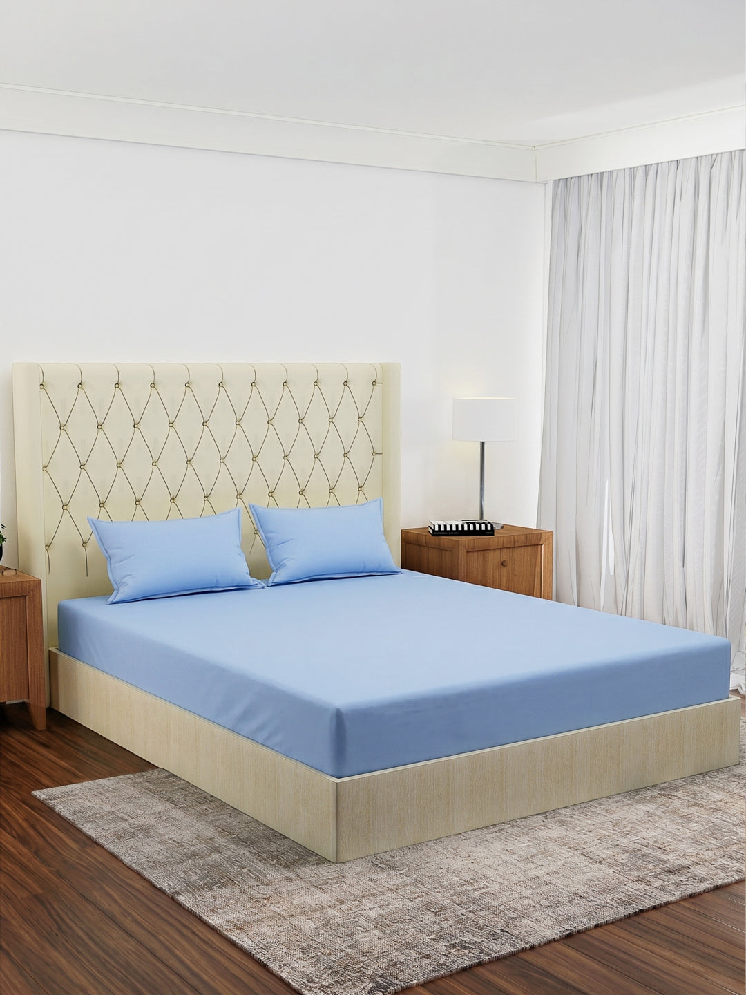 Premium 210 TC Pure Cotton King Size Bedsheet with 2 Pillow Covers Classique Casa Solids Collection