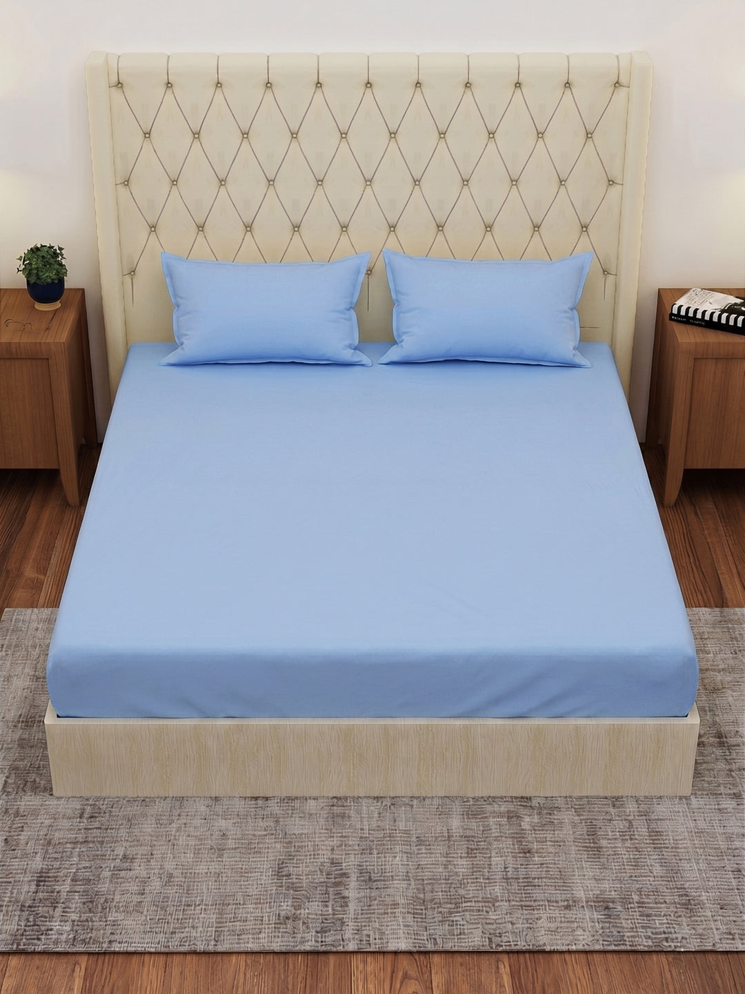 Premium 210 TC Pure Cotton King Size Bedsheet with 2 Pillow Covers Classique Casa Solids Collection