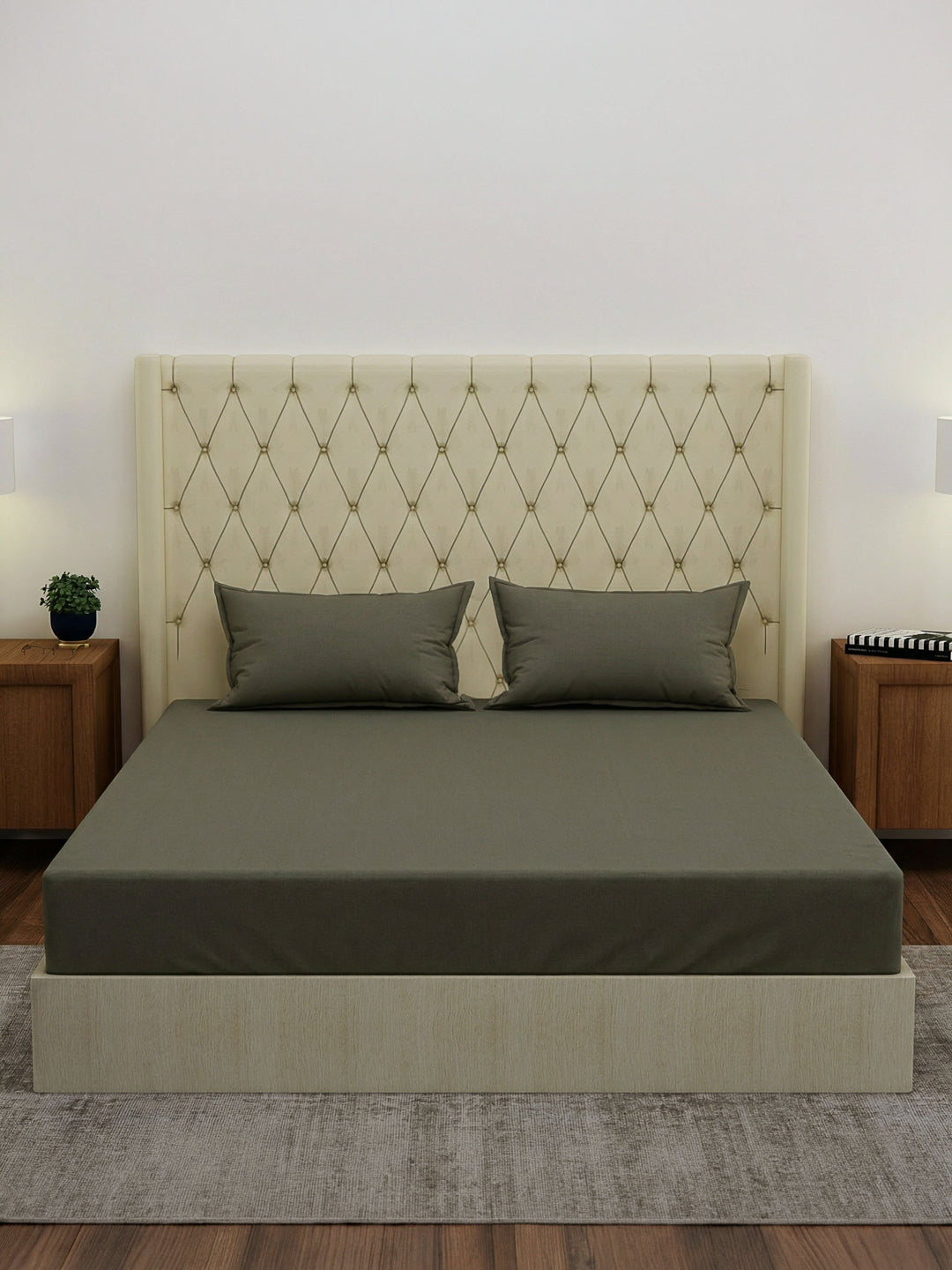 Premium 210 TC Pure Cotton King Size Bedsheet with 2 Pillow Covers Classique Casa Solids Collection