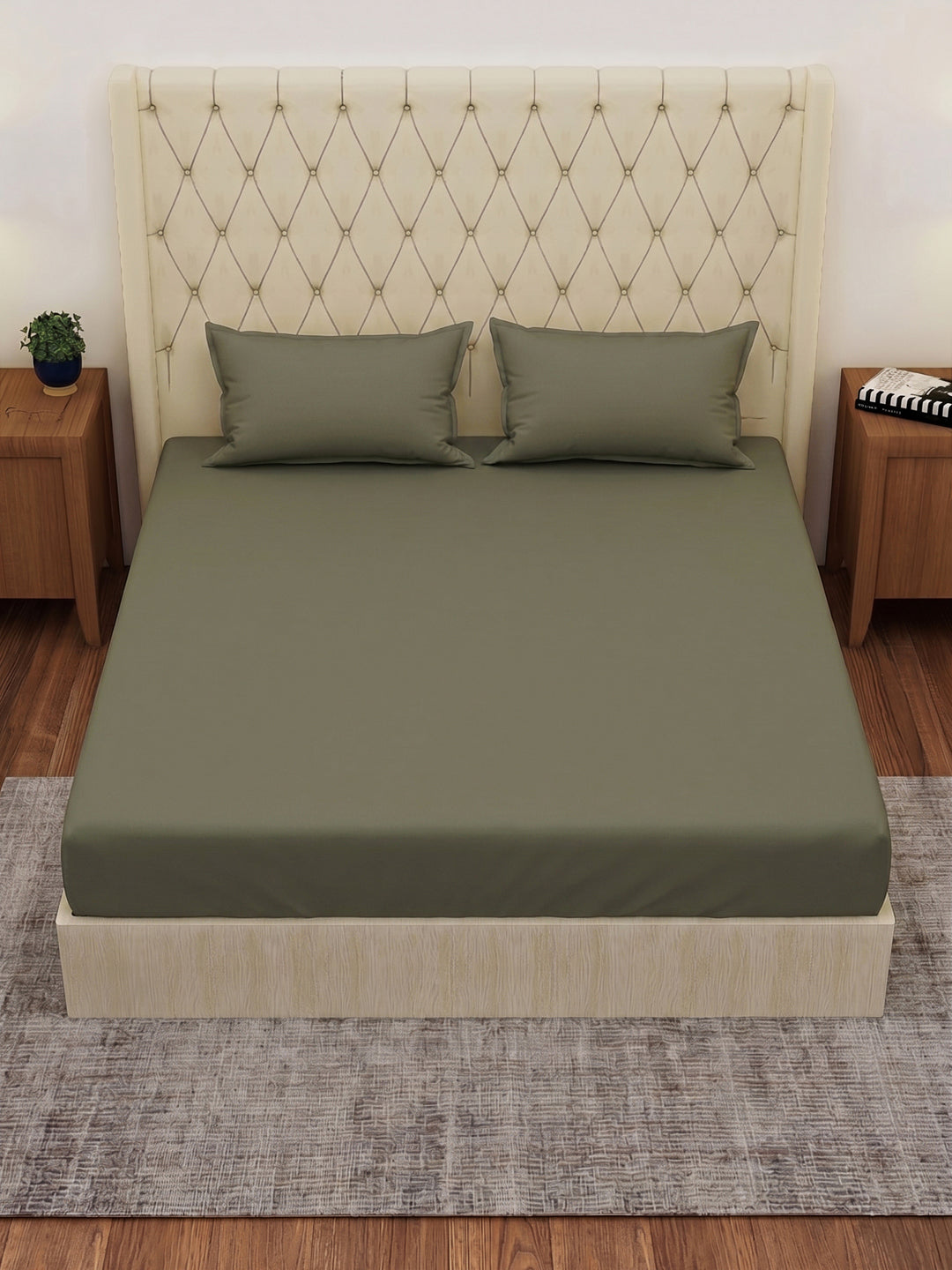 Premium 210 TC Pure Cotton King Size Bedsheet with 2 Pillow Covers Classique Casa Solids Collection