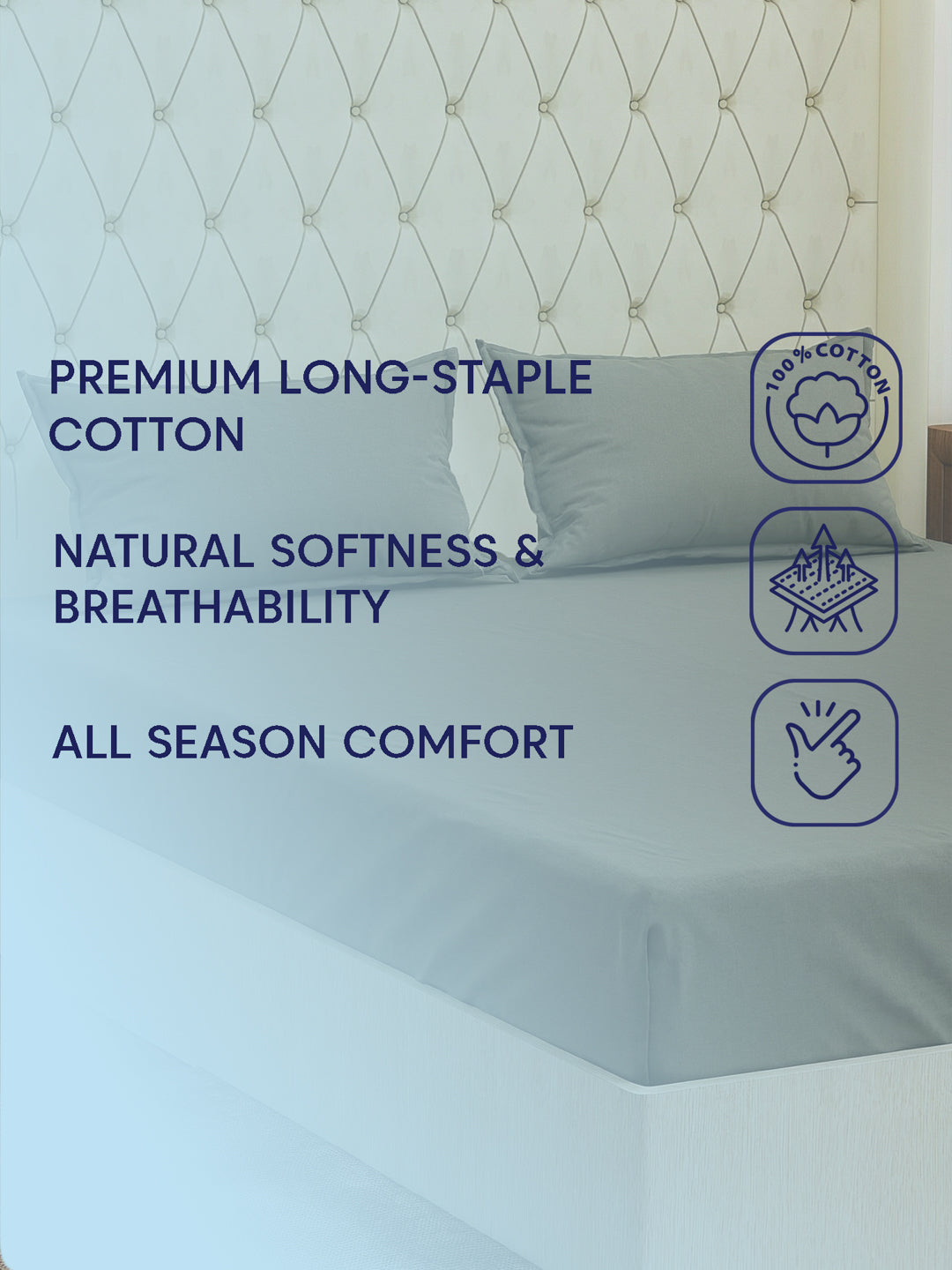Premium 210 TC Pure Cotton King Size Bedsheet with 2 Pillow Covers Classique Casa Solids Collection