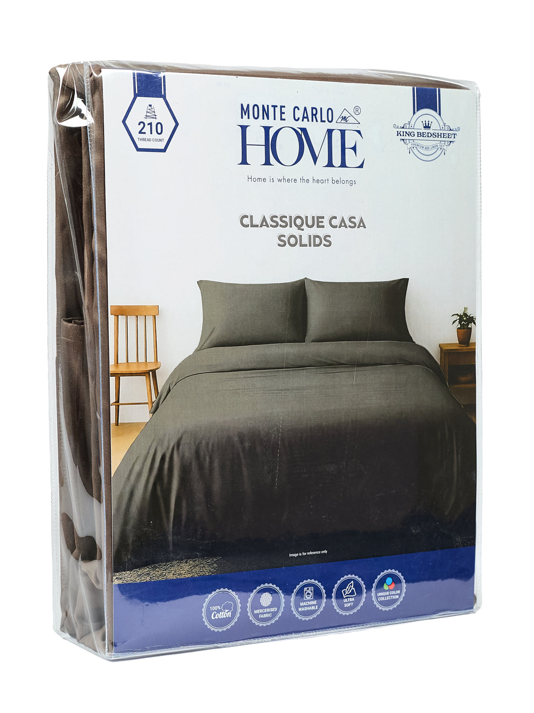 Premium 210 TC Pure Cotton King Size Bedsheet with 2 Pillow Covers Classique Casa Solids Collection