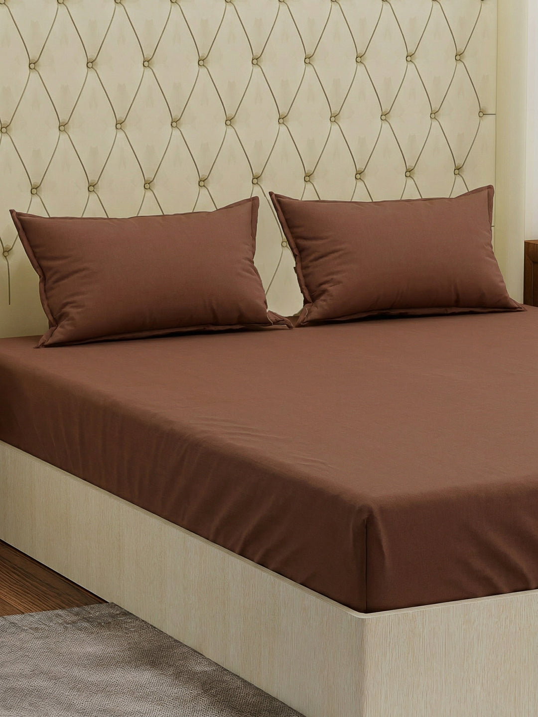 Premium 210 TC Pure Cotton King Size Bedsheet with 2 Pillow Covers Classique Casa Solids Collection