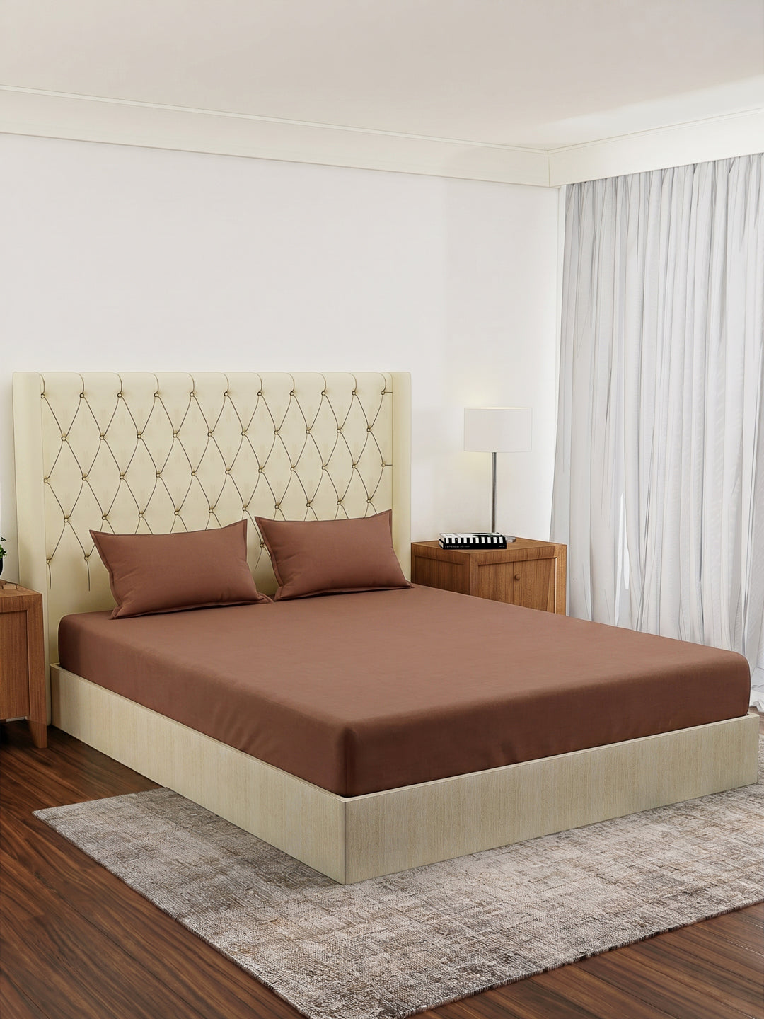 Premium 210 TC Pure Cotton King Size Bedsheet with 2 Pillow Covers Classique Casa Solids Collection