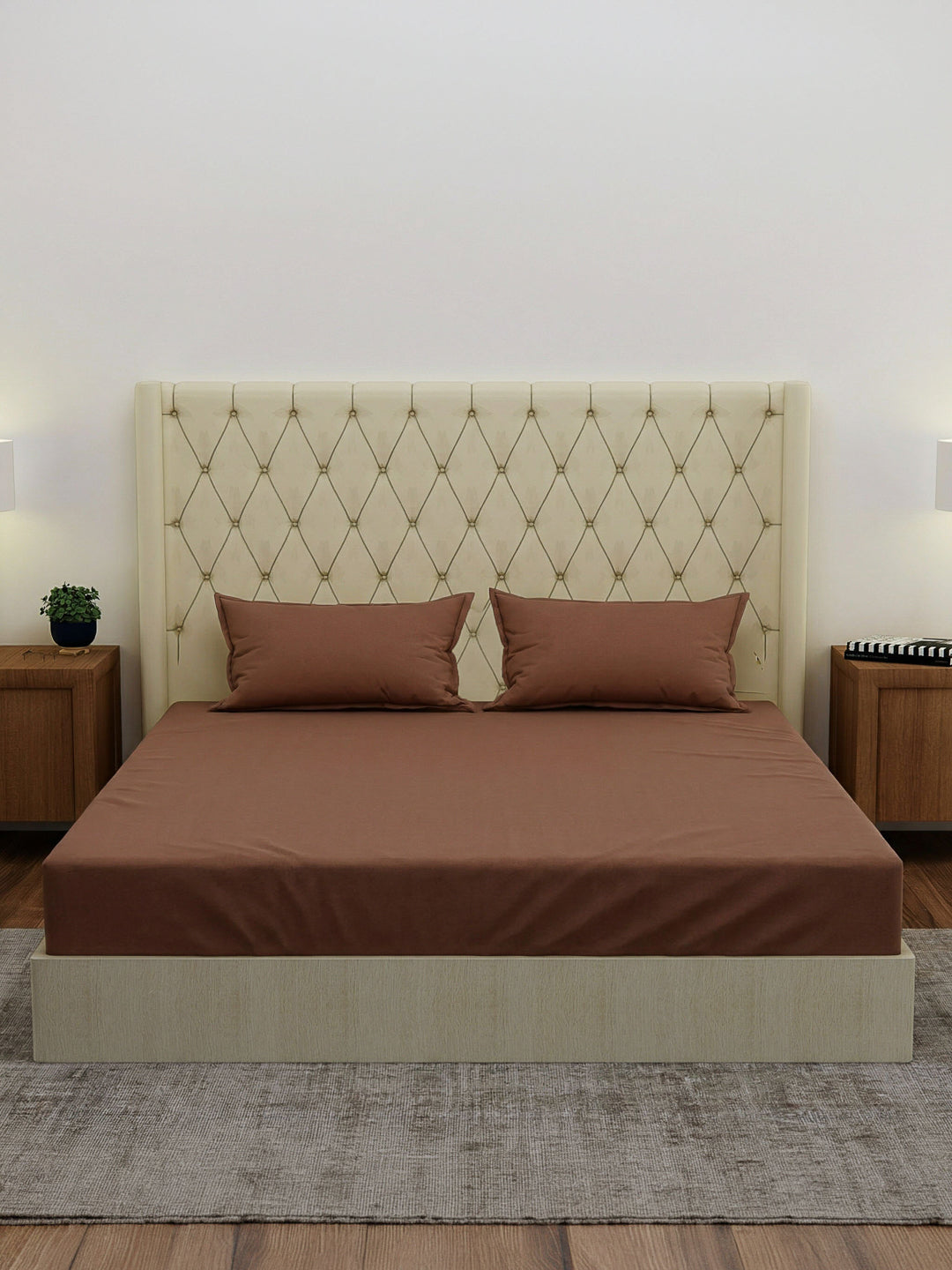 Premium 210 TC Pure Cotton King Size Bedsheet with 2 Pillow Covers Classique Casa Solids Collection