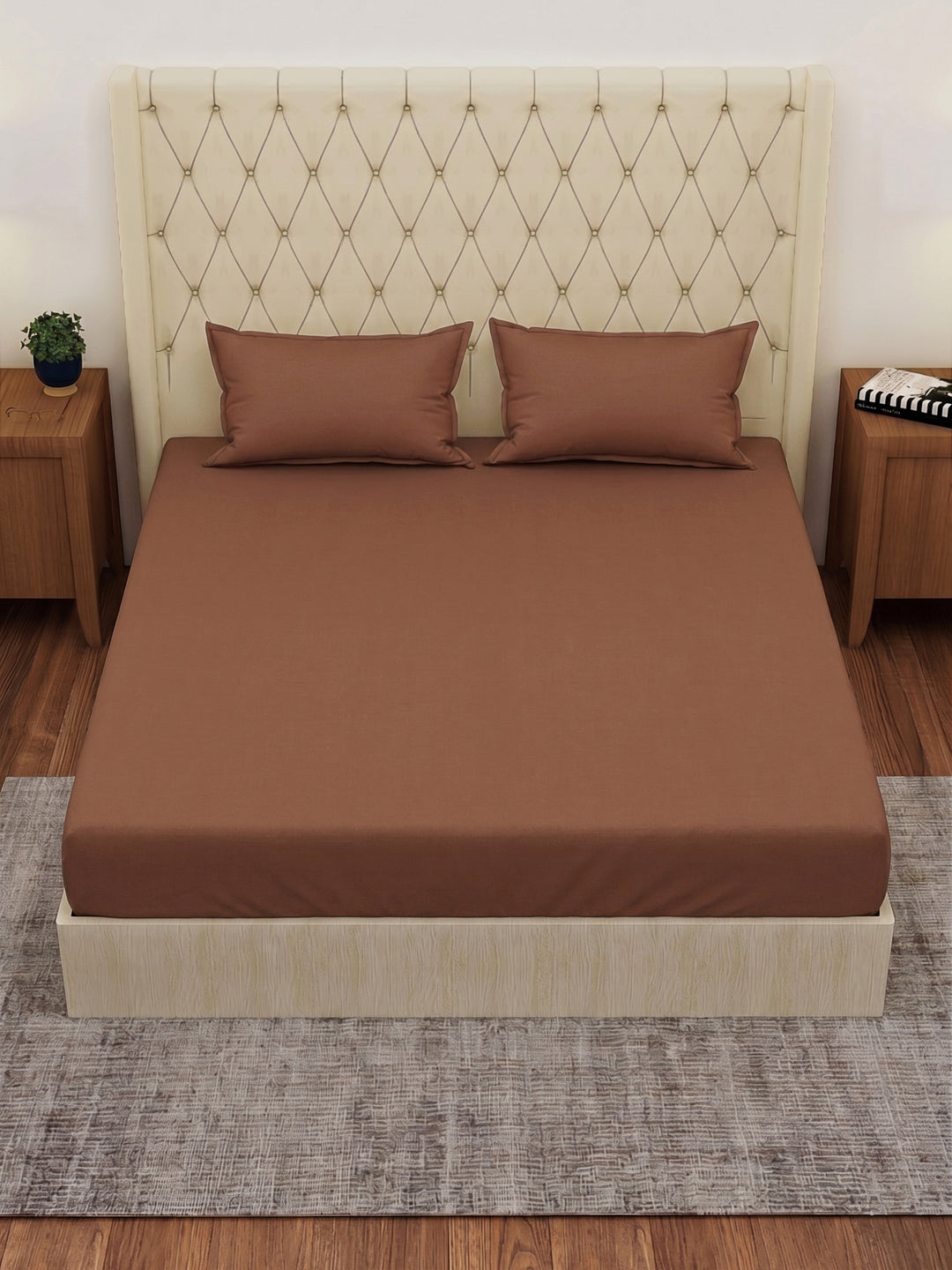 Premium 210 TC Pure Cotton King Size Bedsheet with 2 Pillow Covers Classique Casa Solids Collection