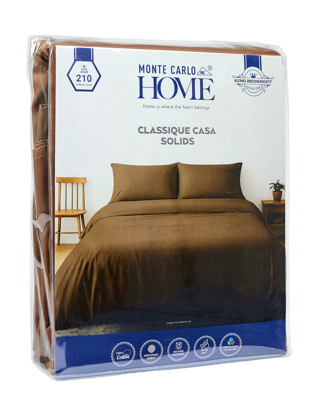 Premium 210 TC Pure Cotton King Size Bedsheet with 2 Pillow Covers Classique Casa Solids Collection