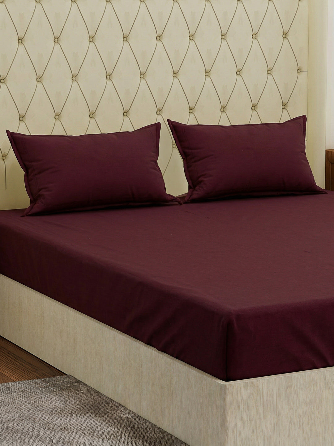 Premium 210 TC Pure Cotton King Size Bedsheet with 2 Pillow Covers Classique Casa Solids Collection