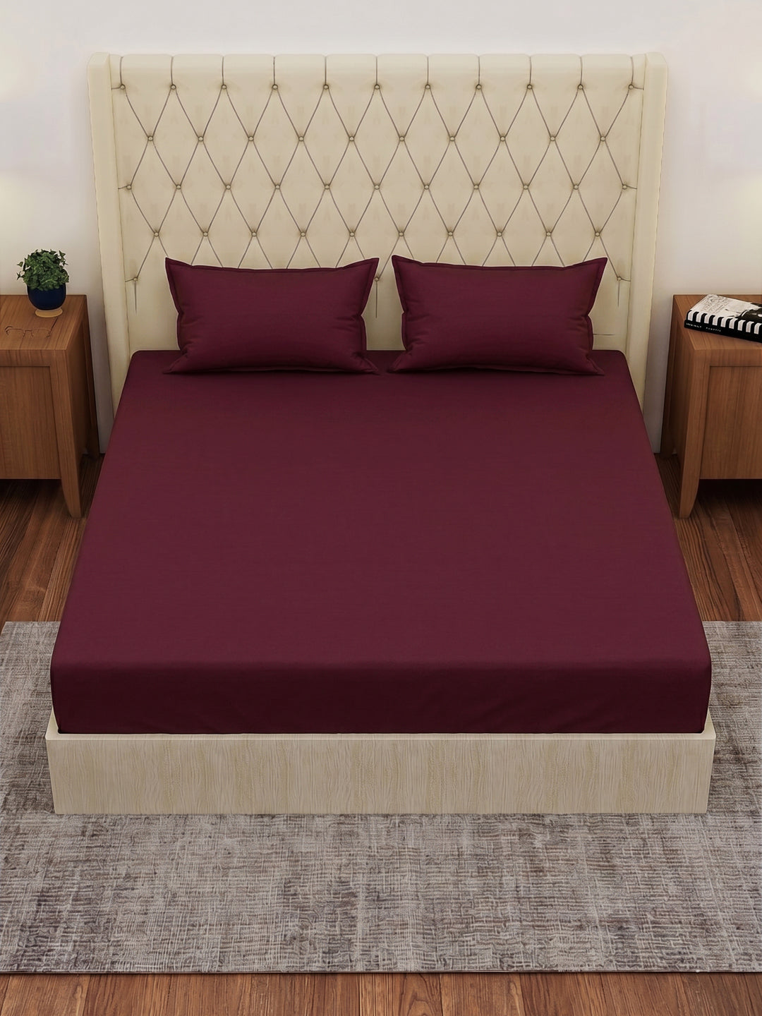Premium 210 TC Pure Cotton King Size Bedsheet with 2 Pillow Covers Classique Casa Solids Collection