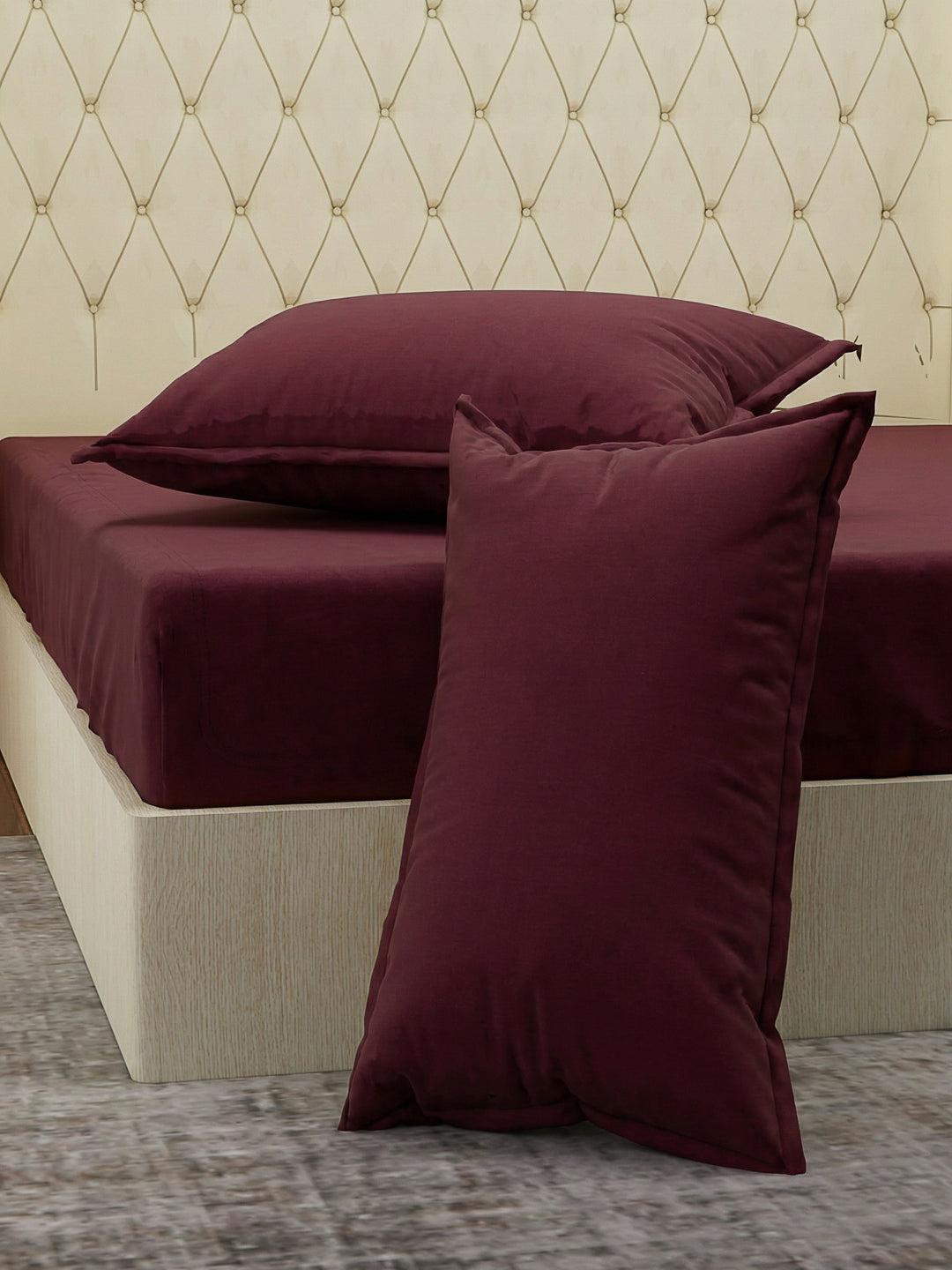 Premium 210 TC Pure Cotton King Size Bedsheet with 2 Pillow Covers Classique Casa Solids Collection