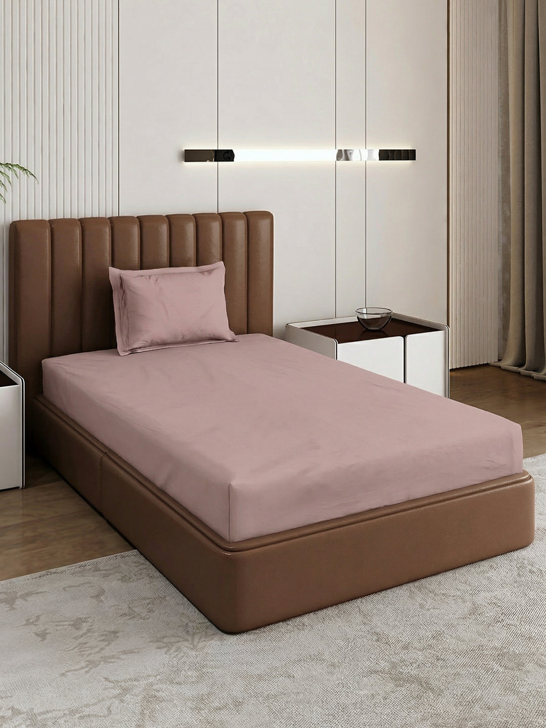 Premium 210 TC Pure Cotton Single Bed Bedsheet with 1 Pillow Cover Classique Casa Solids Collection