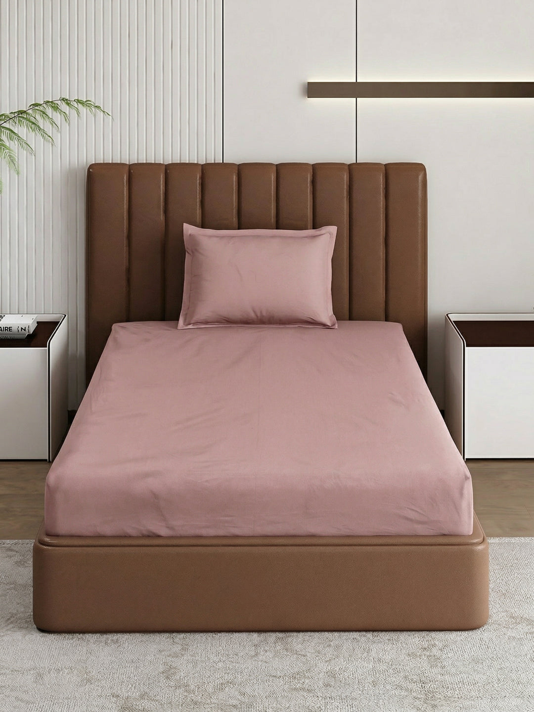 Premium 210 TC Pure Cotton Single Bed Bedsheet with 1 Pillow Cover Classique Casa Solids Collection