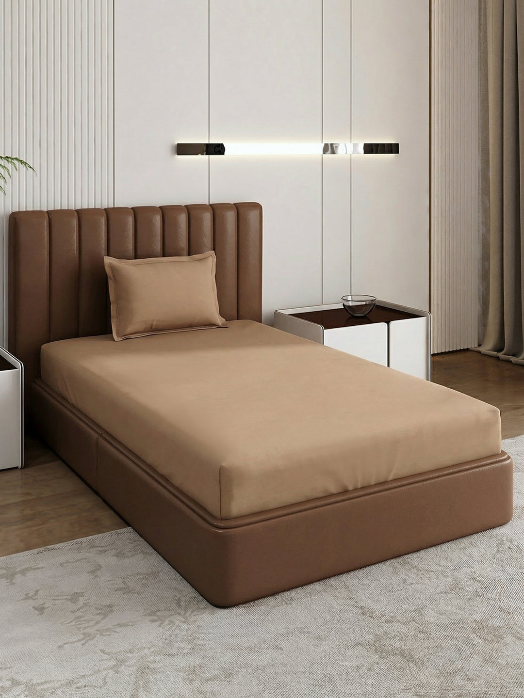 Premium 210 TC Pure Cotton Single Bed Bedsheet with 1 Pillow Cover Classique Casa Solids Collection
