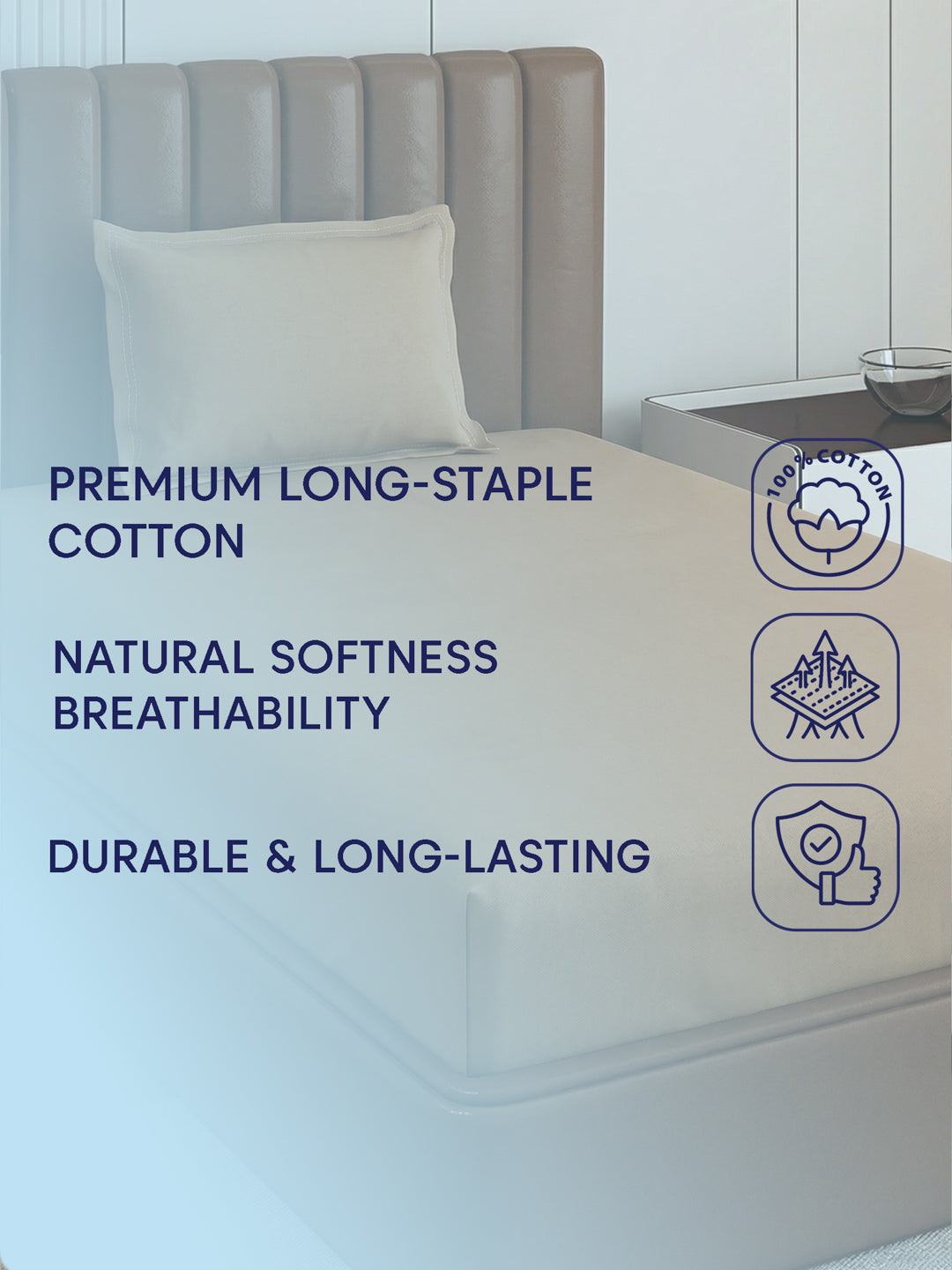 Premium 210 TC Pure Cotton Single Bed Bedsheet with 1 Pillow Cover Classique Casa Solids Collection