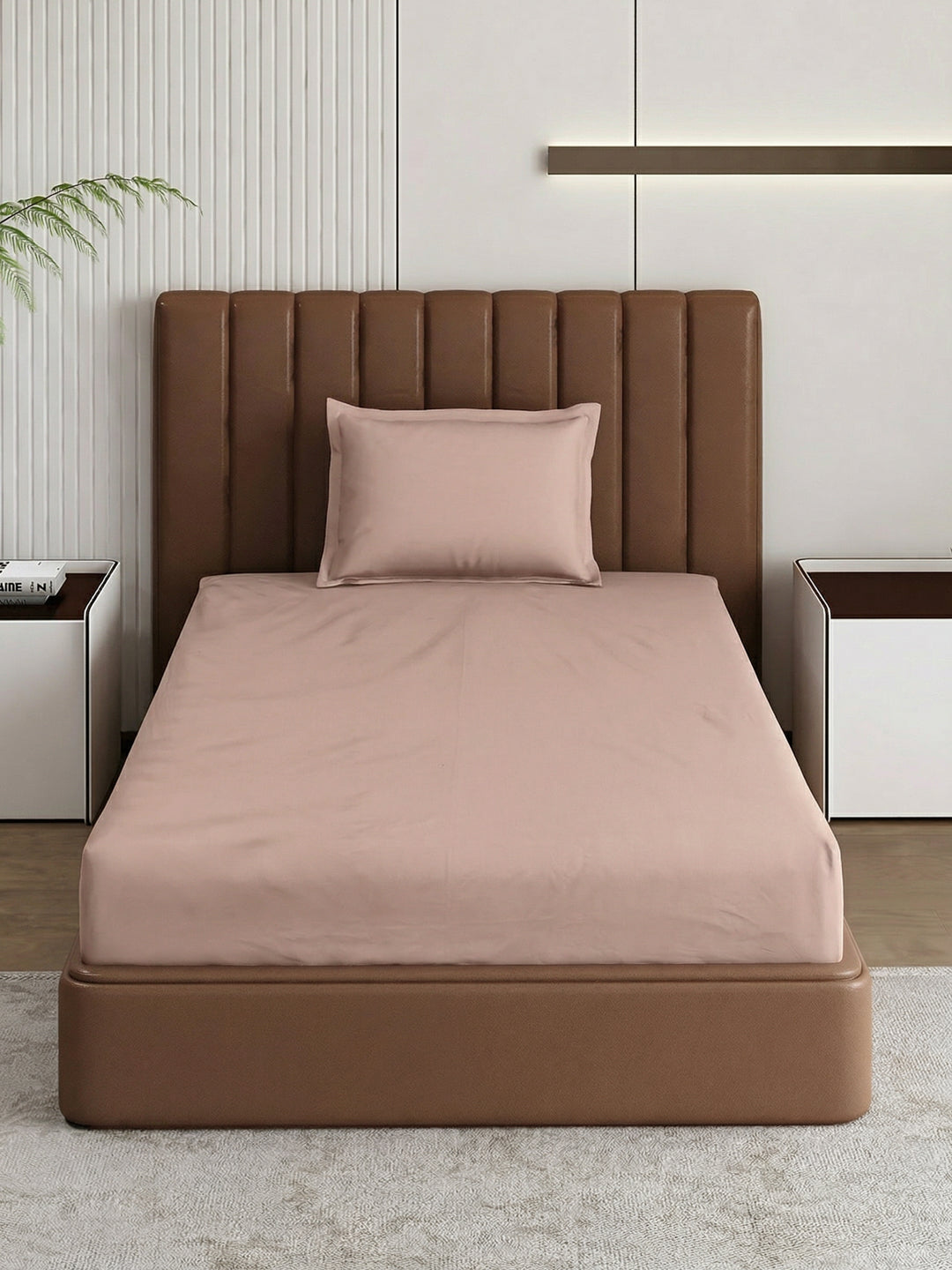 Premium 210 TC Pure Cotton Single Bed Bedsheet with 1 Pillow Cover Classique Casa Solids Collection