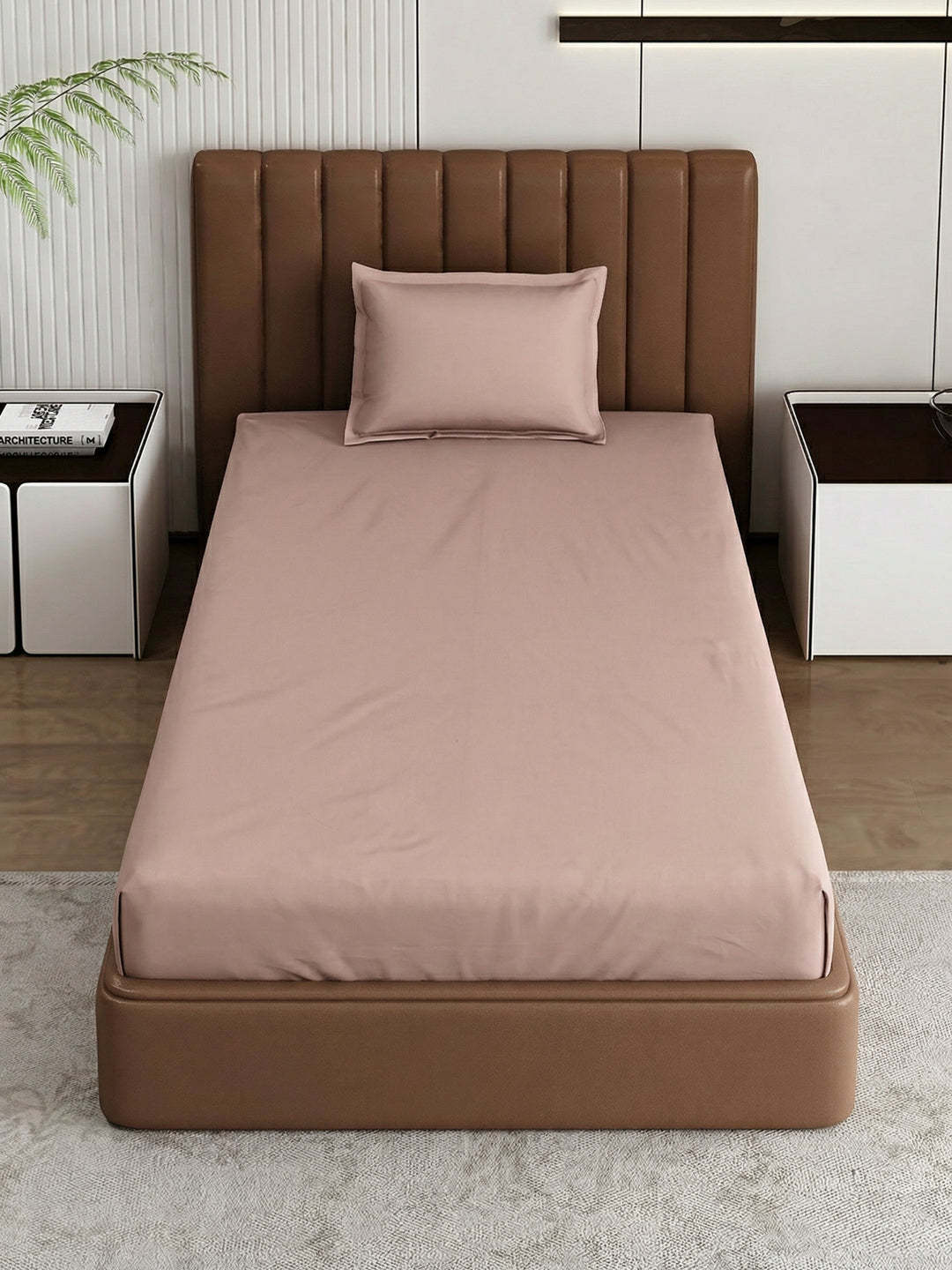 Premium 210 TC Pure Cotton Single Bed Bedsheet with 1 Pillow Cover Classique Casa Solids Collection