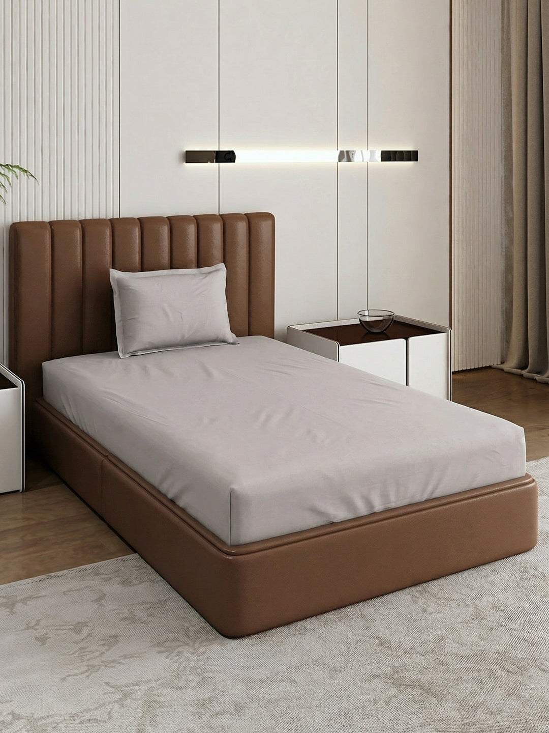 Premium 210 TC Pure Cotton Single Bed Bedsheet with 1 Pillow Cover Classique Casa Solids Collection