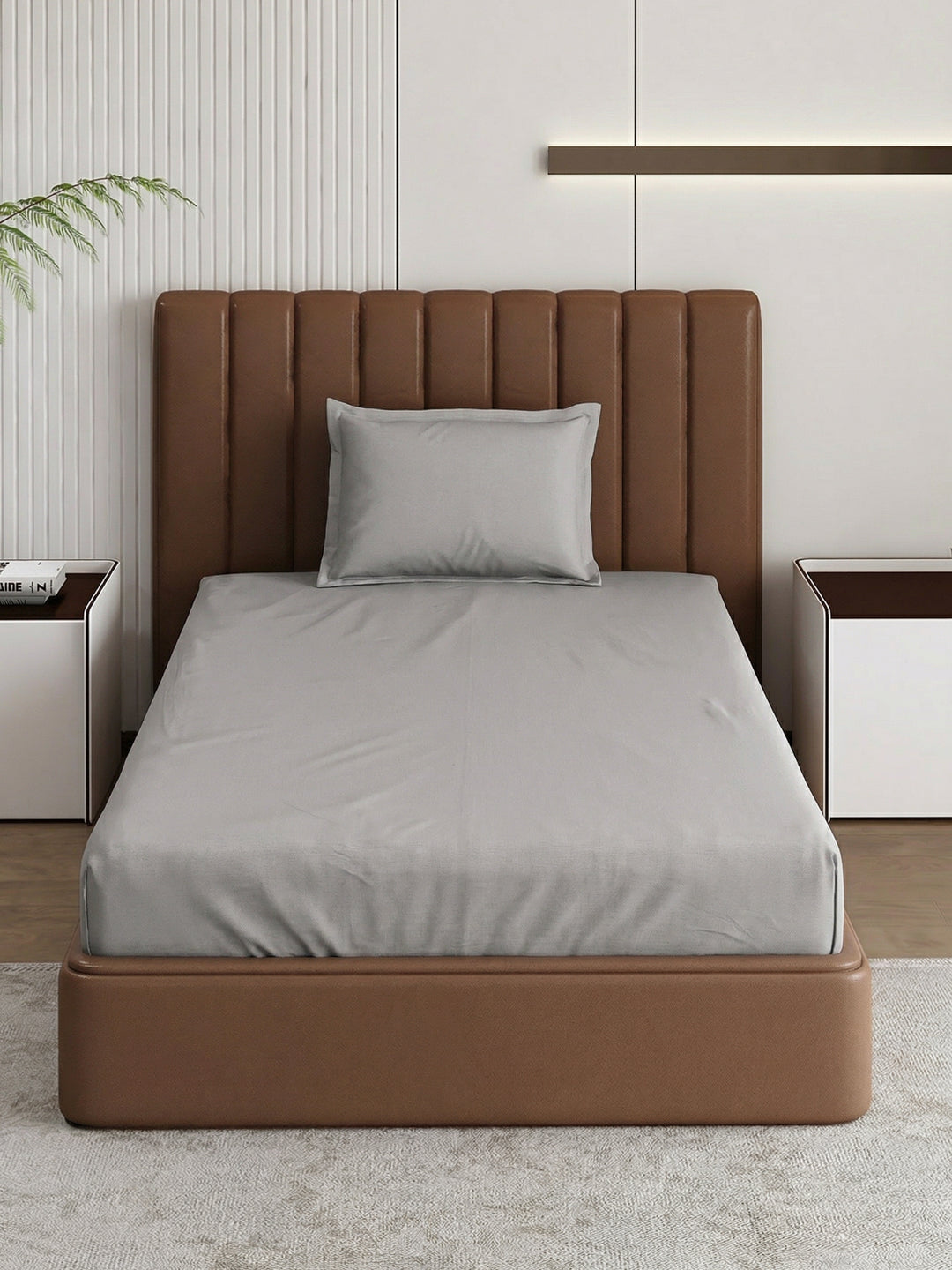 Premium 210 TC Pure Cotton Single Bed Bedsheet with 1 Pillow Cover Classique Casa Solids Collection