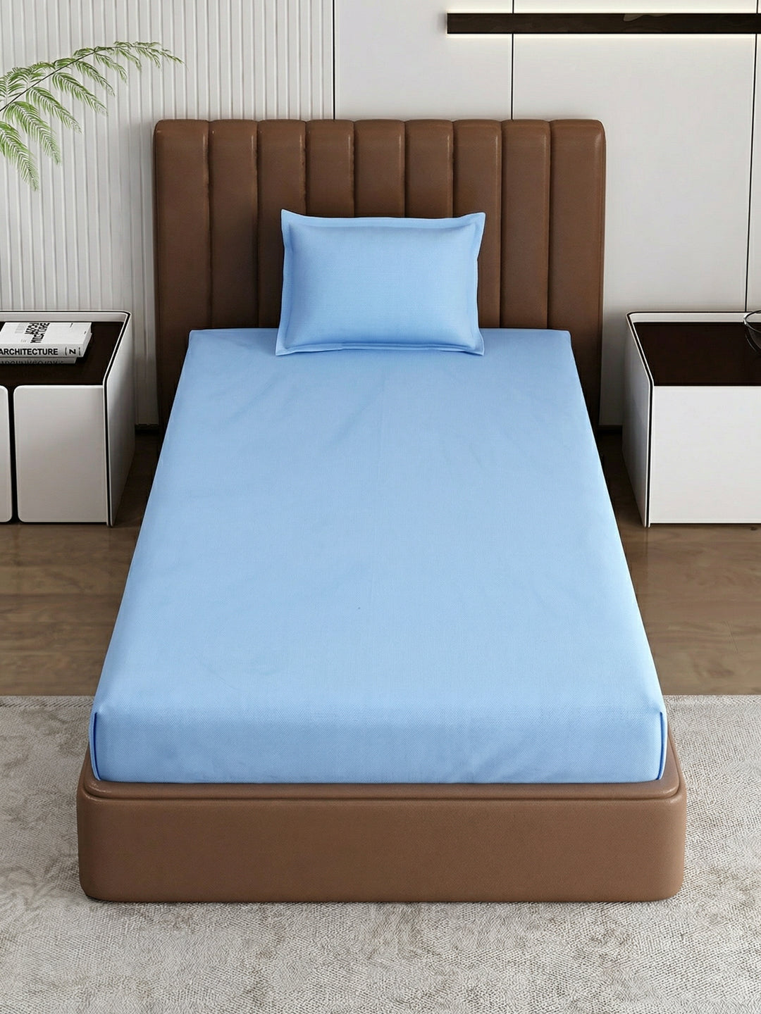 Premium 210 TC Pure Cotton Single Bed Bedsheet with 1 Pillow Cover Classique Casa Solids Collection