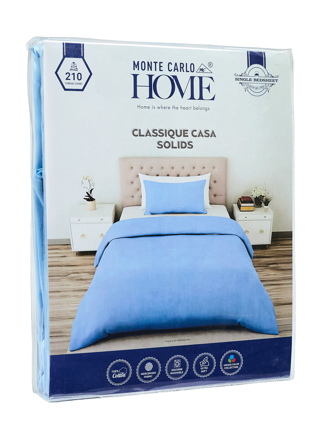 Premium 210 TC Pure Cotton Single Bed Bedsheet with 1 Pillow Cover Classique Casa Solids Collection