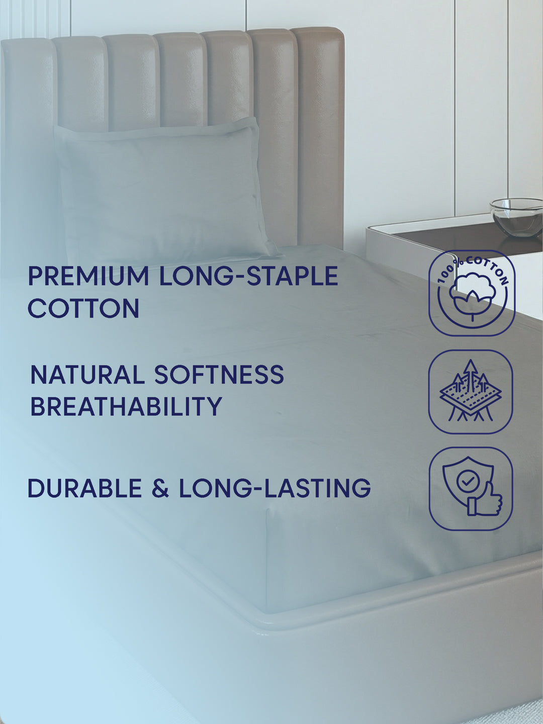 Premium 210 TC Pure Cotton Single Bed Bedsheet with 1 Pillow Cover Classique Casa Solids Collection