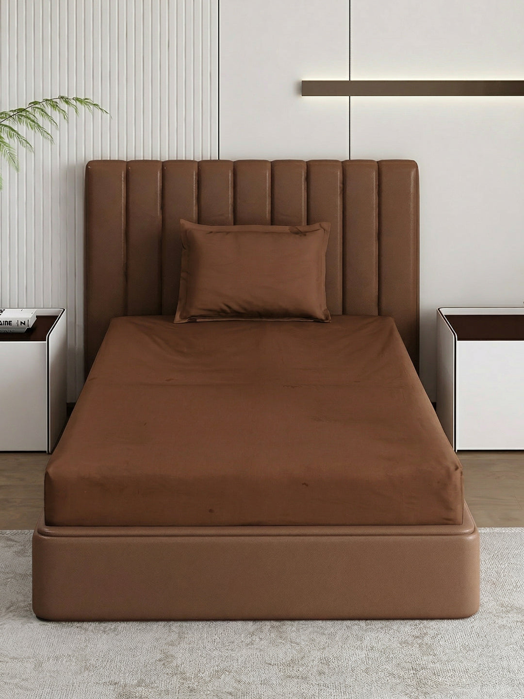 Premium 210 TC Pure Cotton Single Bed Bedsheet with 1 Pillow Cover Classique Casa Solids Collection