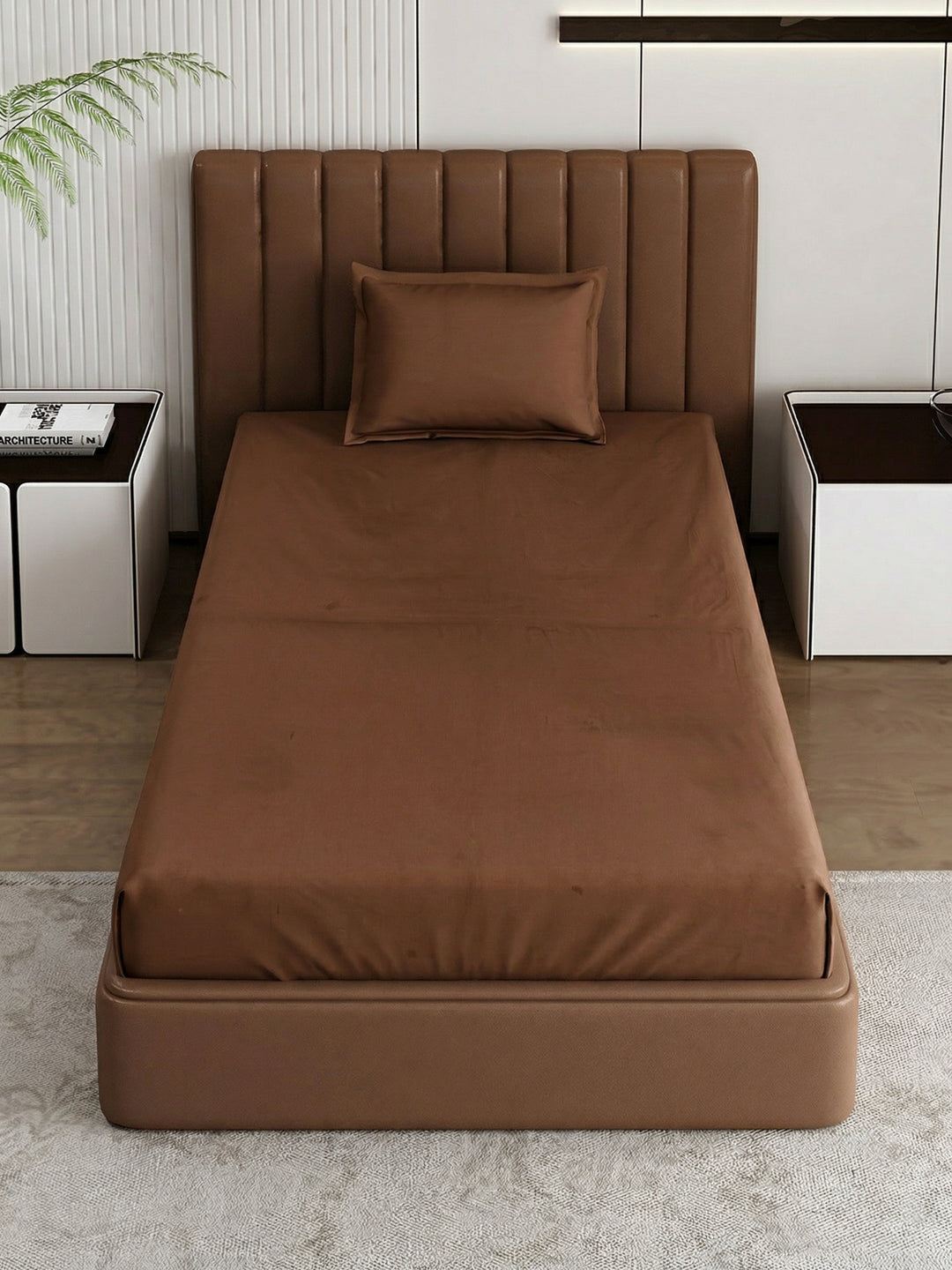 Premium 210 TC Pure Cotton Single Bed Bedsheet with 1 Pillow Cover Classique Casa Solids Collection