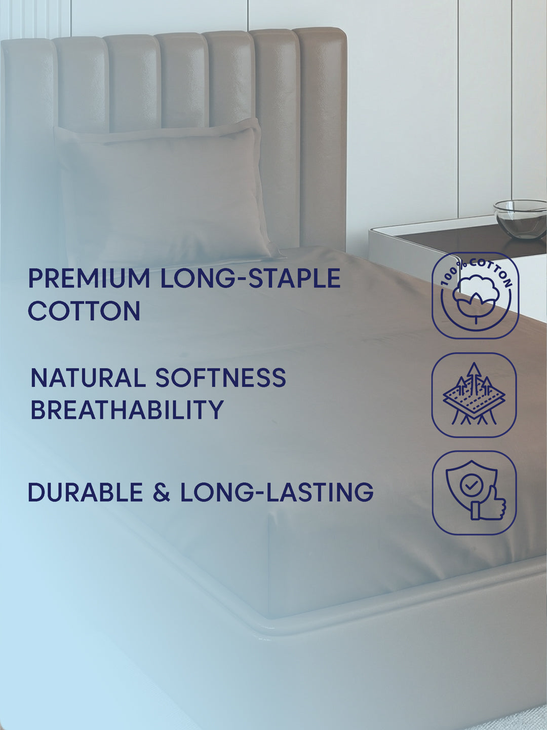 Premium 210 TC Pure Cotton Single Bed Bedsheet with 1 Pillow Cover Classique Casa Solids Collection