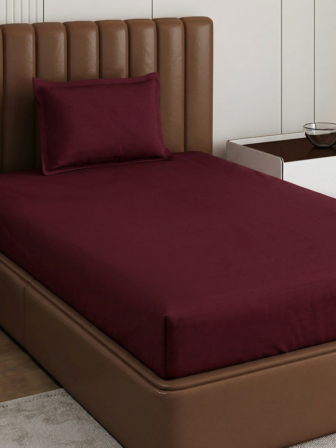 Premium 210 TC Pure Cotton Single Bed Bedsheet with 1 Pillow Cover Classique Casa Solids Collection