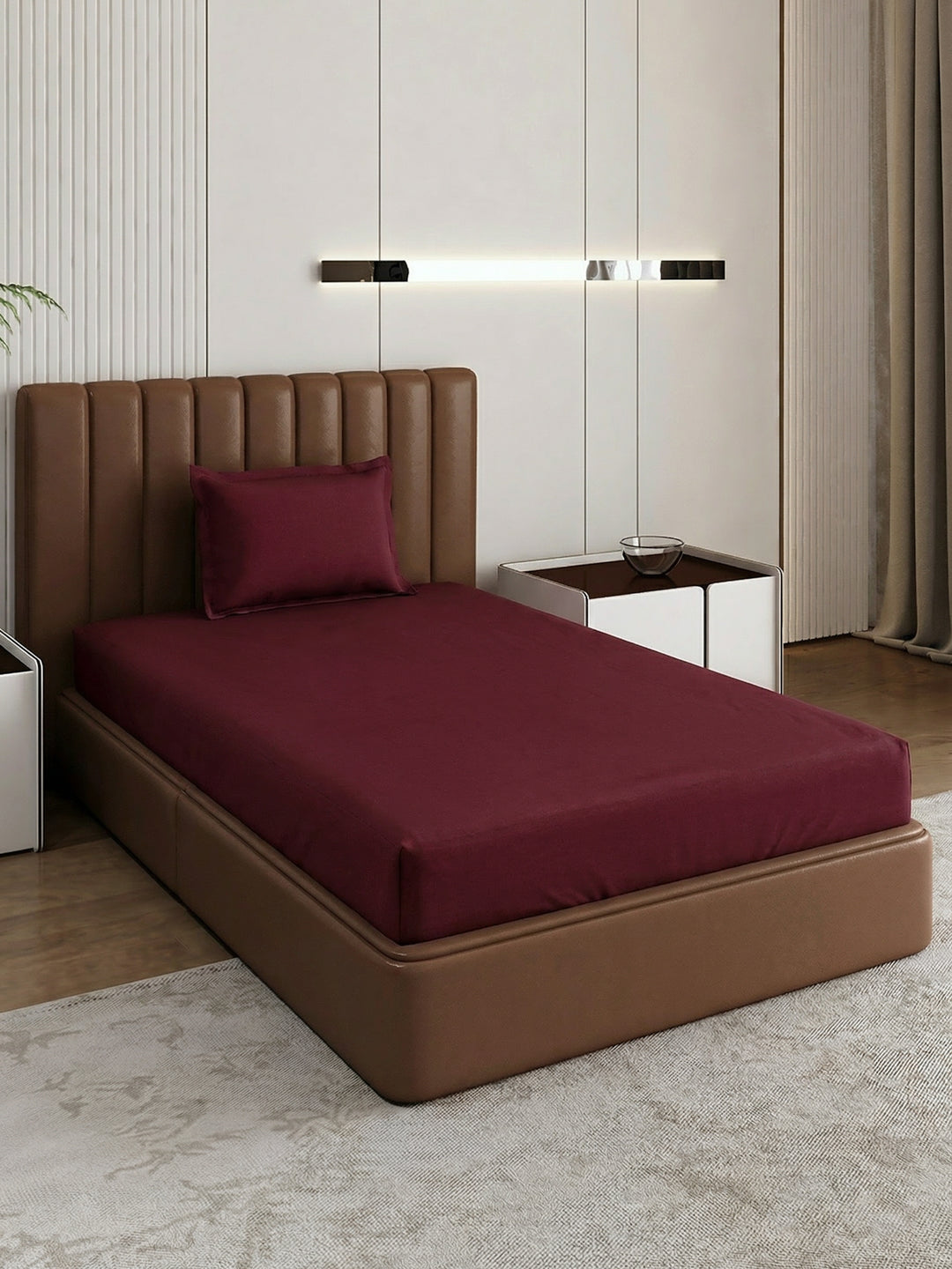 Premium 210 TC Pure Cotton Single Bed Bedsheet with 1 Pillow Cover Classique Casa Solids Collection