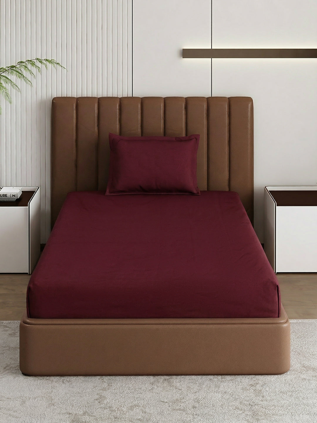 Premium 210 TC Pure Cotton Single Bed Bedsheet with 1 Pillow Cover Classique Casa Solids Collection