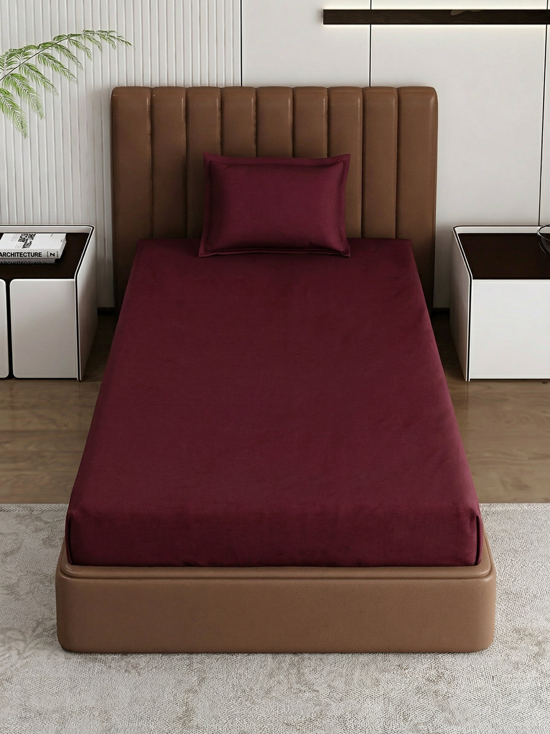 Premium 210 TC Pure Cotton Single Bed Bedsheet with 1 Pillow Cover Classique Casa Solids Collection