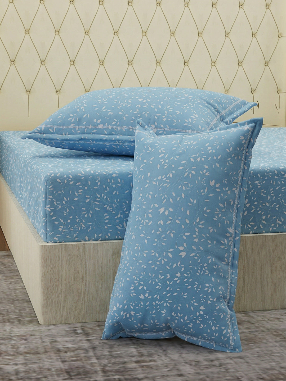 120 GSM Polyester Double Bed Bedsheet with 2 Pillow Covers Clara Collection