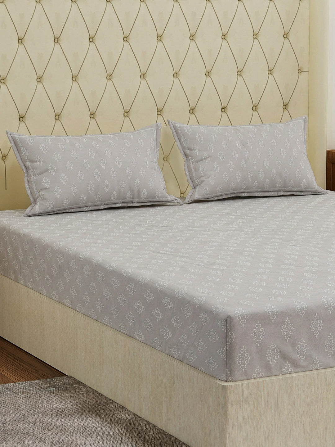 120 GSM Polyester Double Bed Bedsheet with 2 Pillow Covers Clara Collection