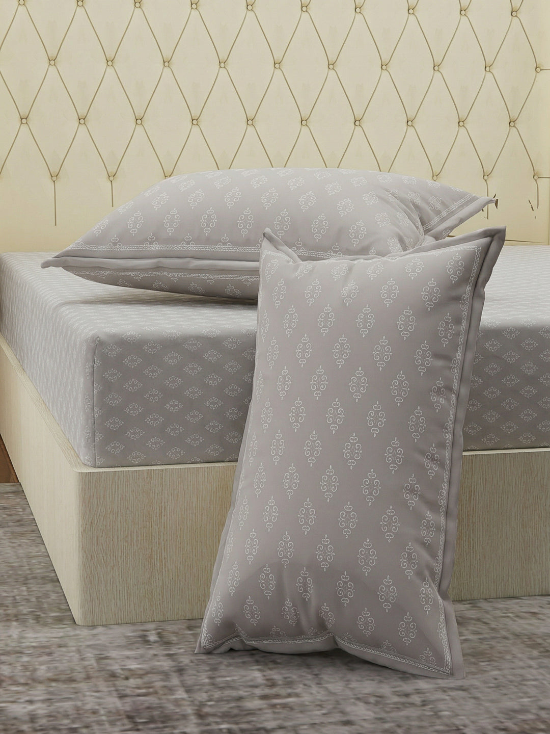 120 GSM Polyester Double Bed Bedsheet with 2 Pillow Covers Clara Collection