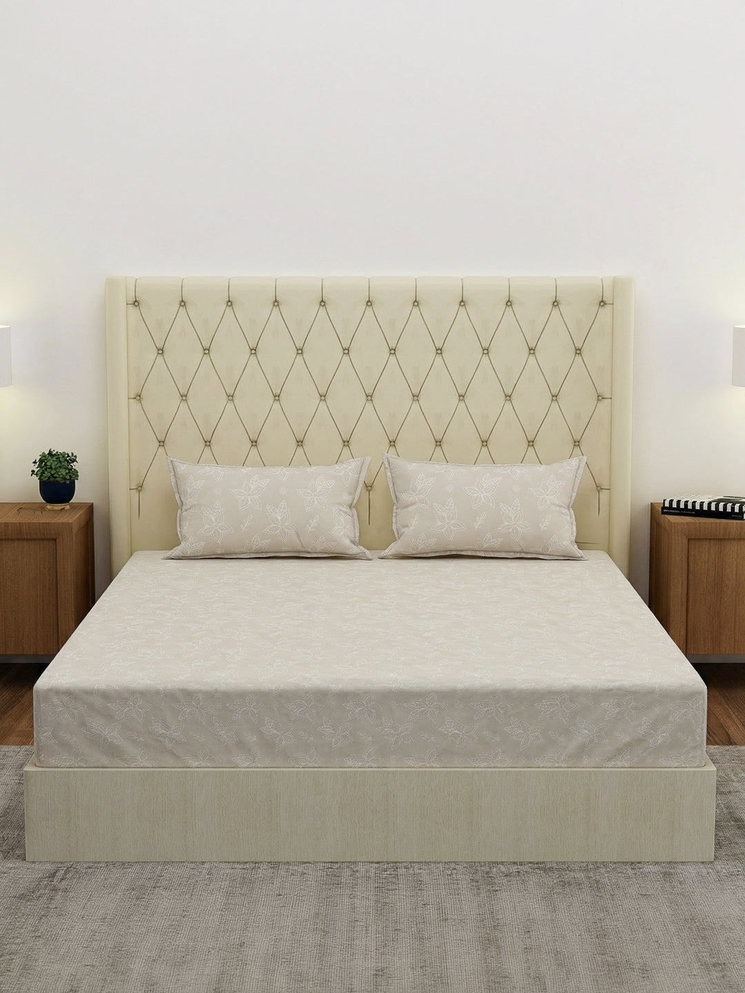120 GSM Polyester Double Bed Bedsheet with 2 Pillow Covers Clara Collection