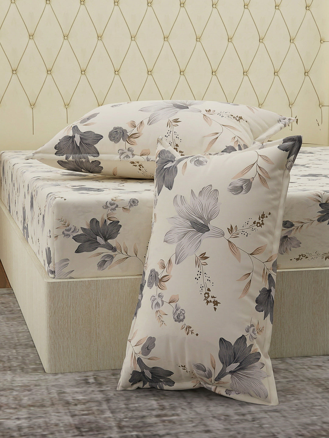 120 GSM Polyester Double Bed Bedsheet with 2 Pillow Covers Clara Collection
