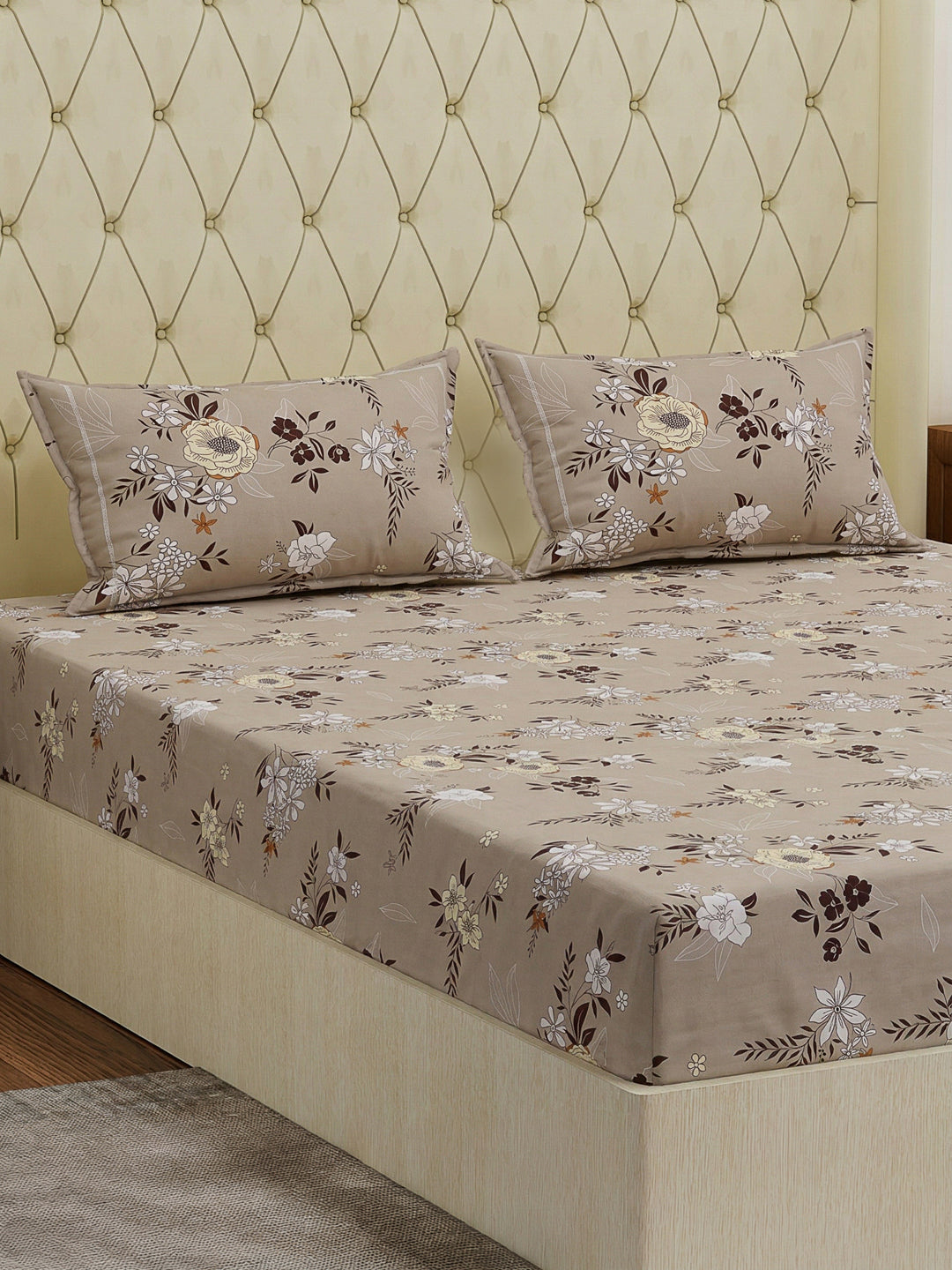 120 GSM Polyester Double Bed Bedsheet with 2 Pillow Covers Clara Collection