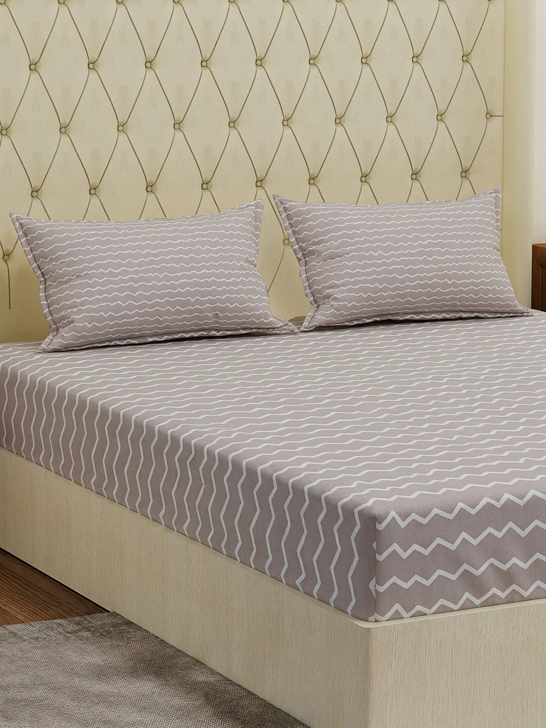 120 GSM Polyester Double Bed Bedsheet with 2 Pillow Covers Clara Collection