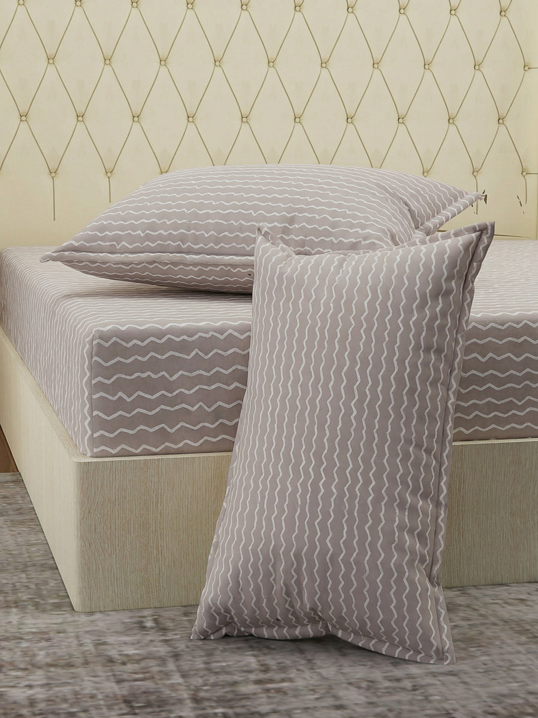 120 GSM Polyester Double Bed Bedsheet with 2 Pillow Covers Clara Collection