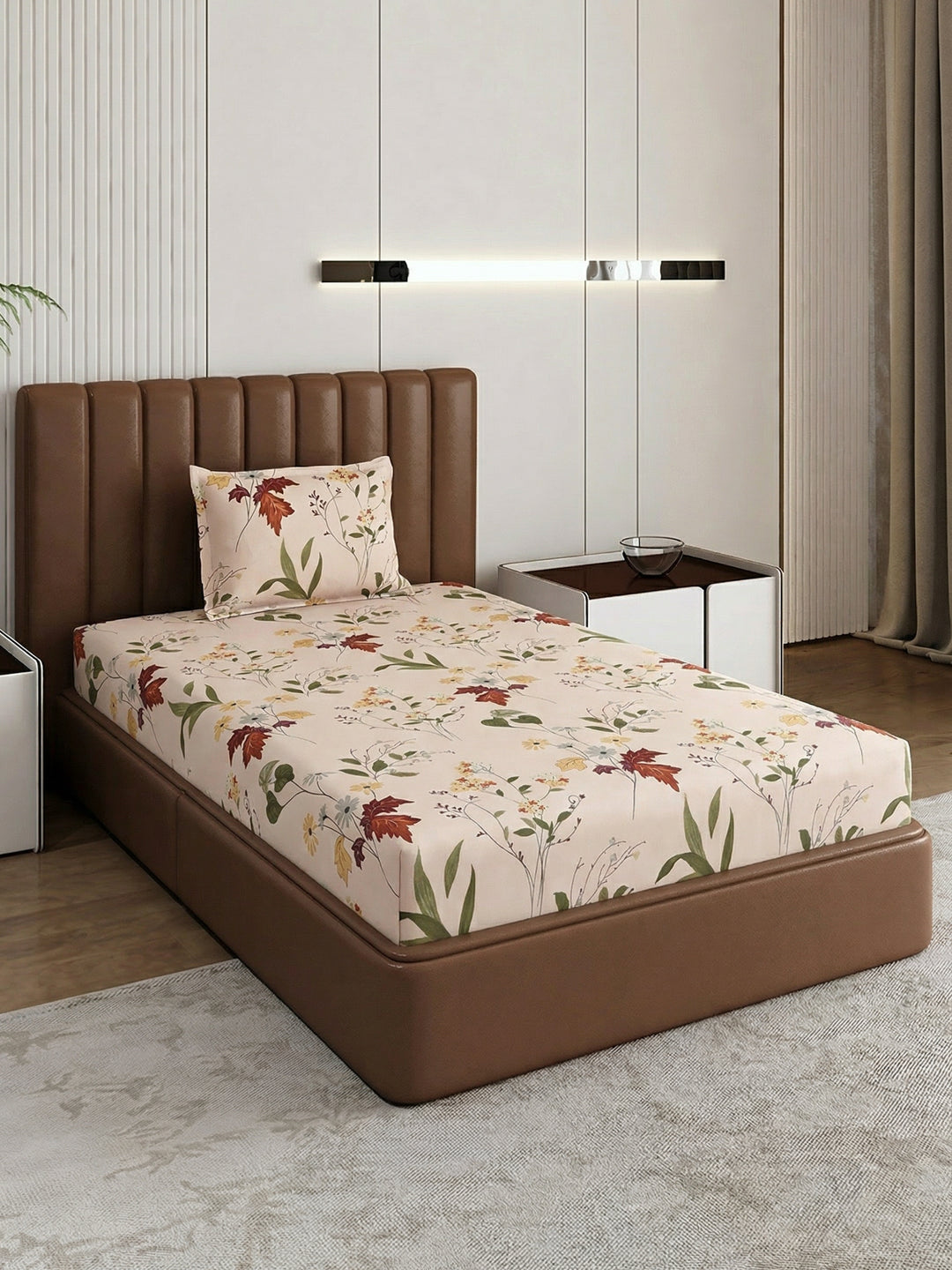 130 GSM Polyester Single Bed Bedsheet with 1 Pillow Cover Decoy Collection