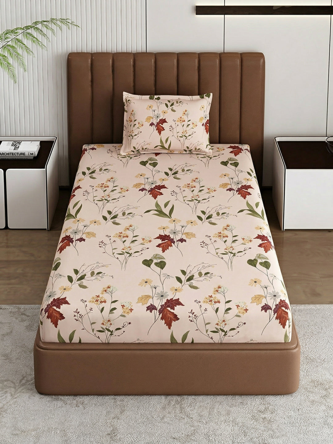 130 GSM Polyester Single Bed Bedsheet with 1 Pillow Cover Decoy Collection