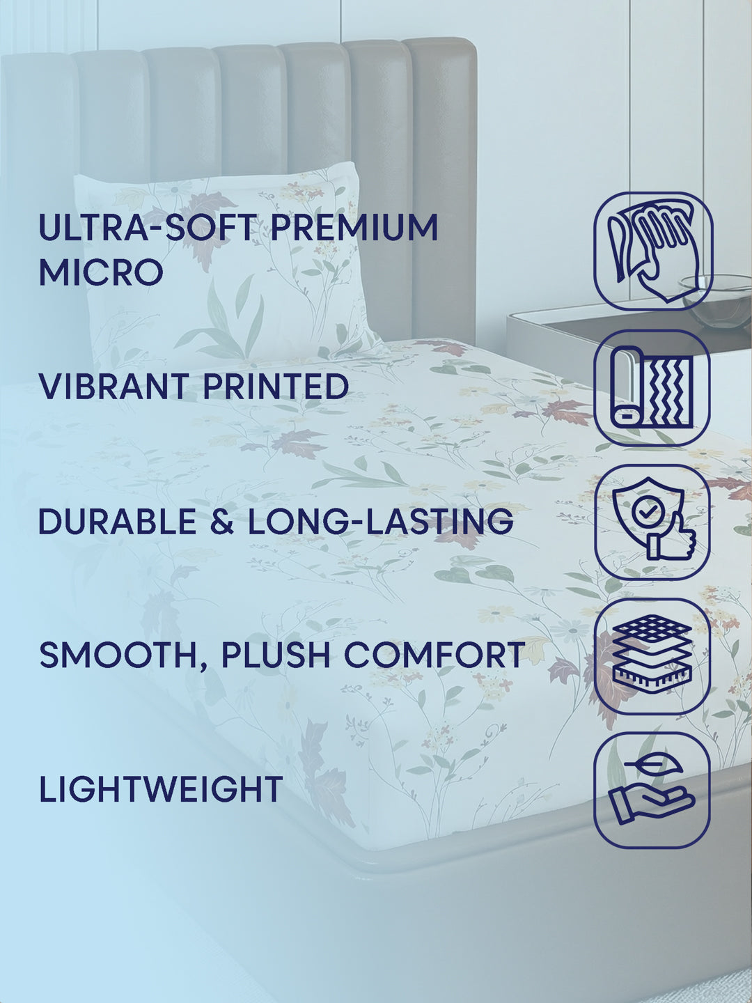 130 GSM Polyester Single Bed Bedsheet with 1 Pillow Cover Decoy Collection