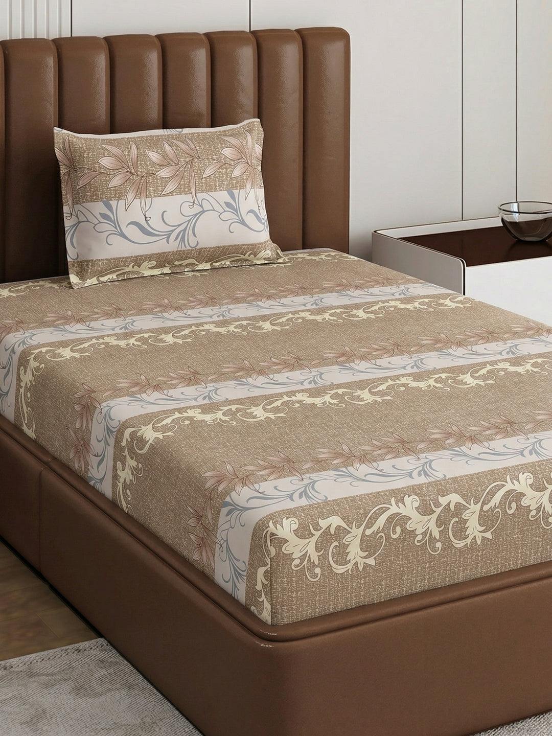 130 GSM Polyester Single Bed Bedsheet with 1 Pillow Cover Decoy Collection