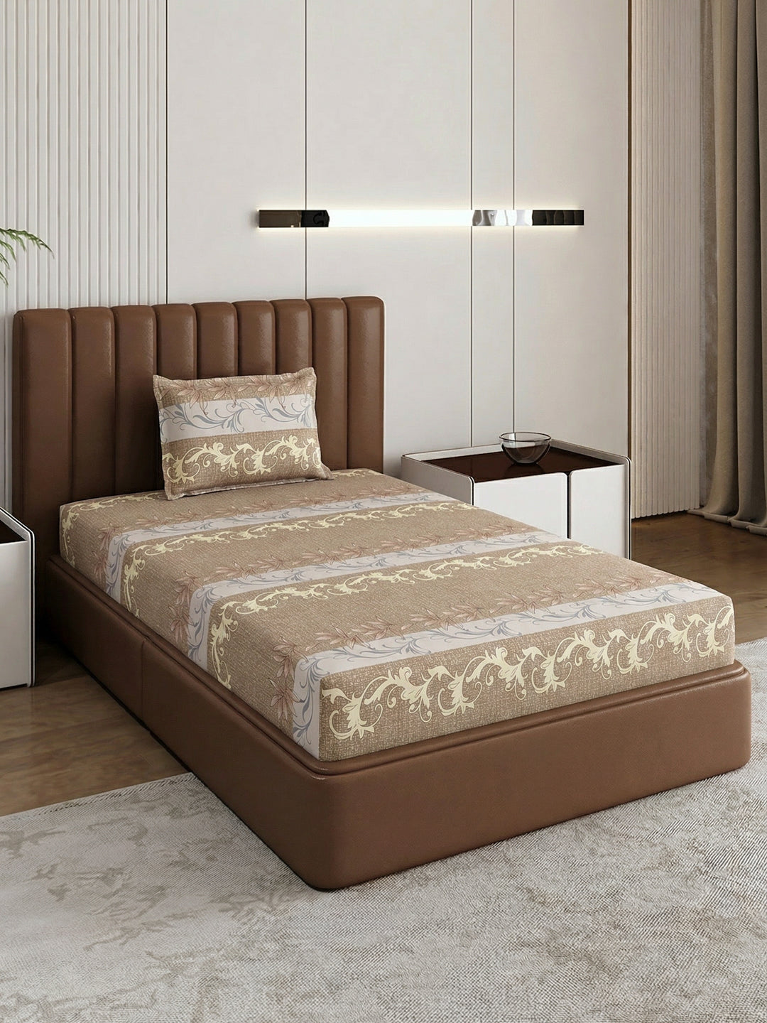 130 GSM Polyester Single Bed Bedsheet with 1 Pillow Cover Decoy Collection