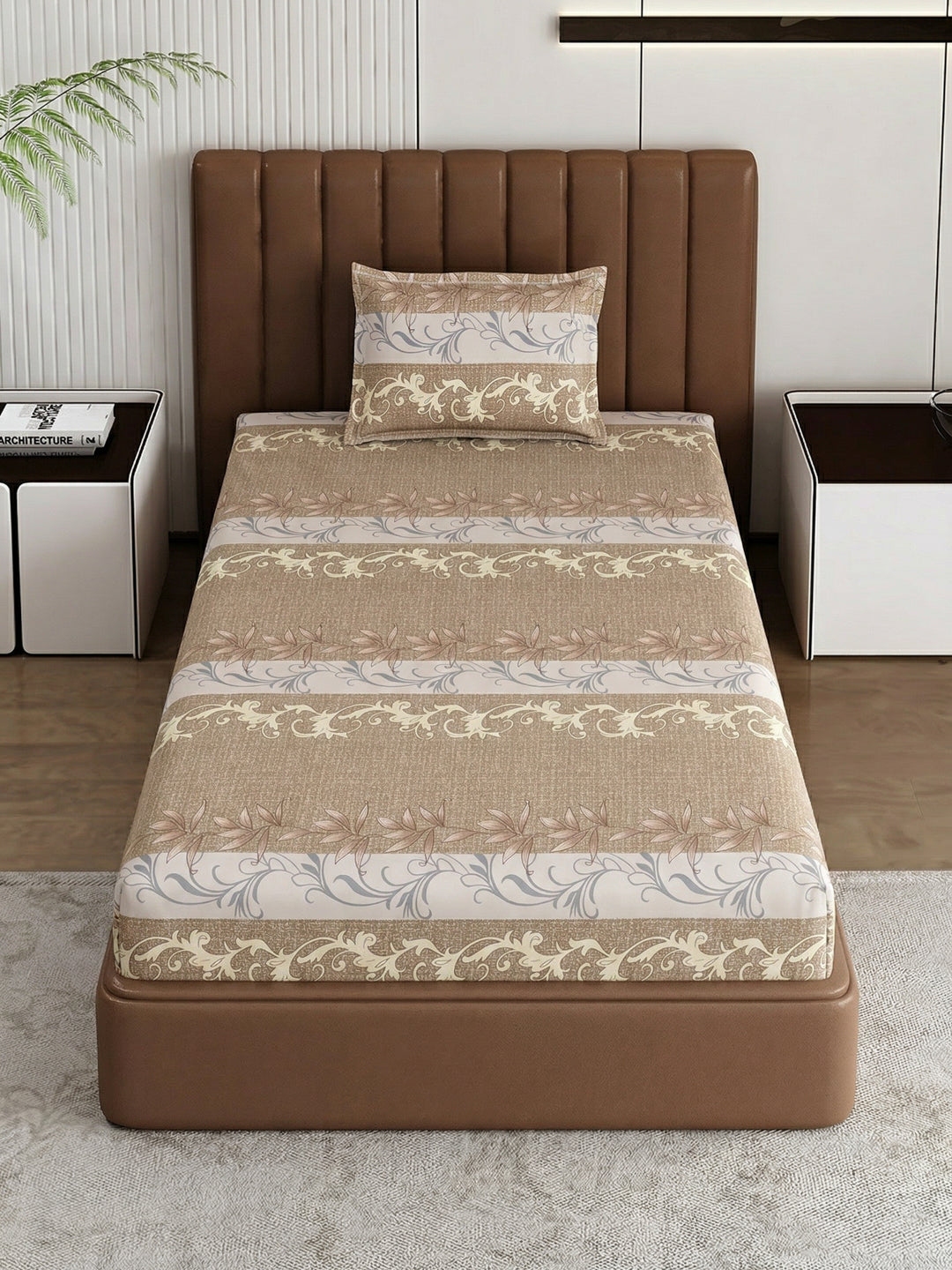 130 GSM Polyester Single Bed Bedsheet with 1 Pillow Cover Decoy Collection