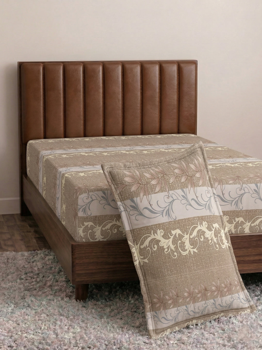130 GSM Polyester Single Bed Bedsheet with 1 Pillow Cover Decoy Collection