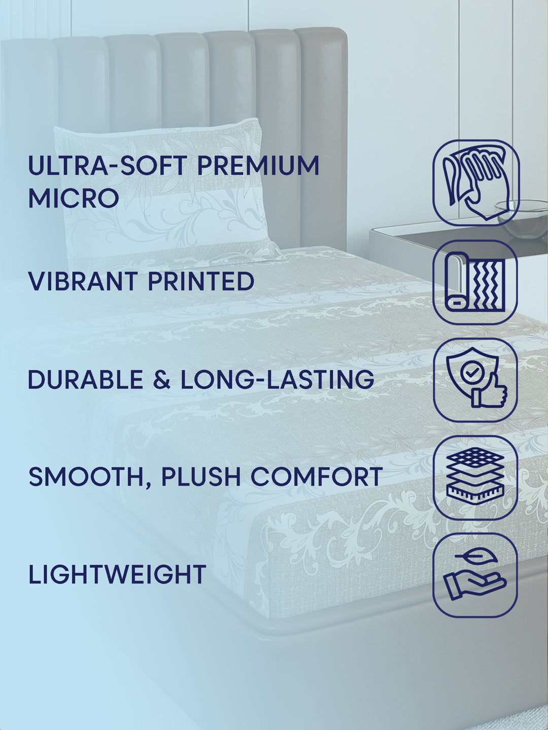 130 GSM Polyester Single Bed Bedsheet with 1 Pillow Cover Decoy Collection