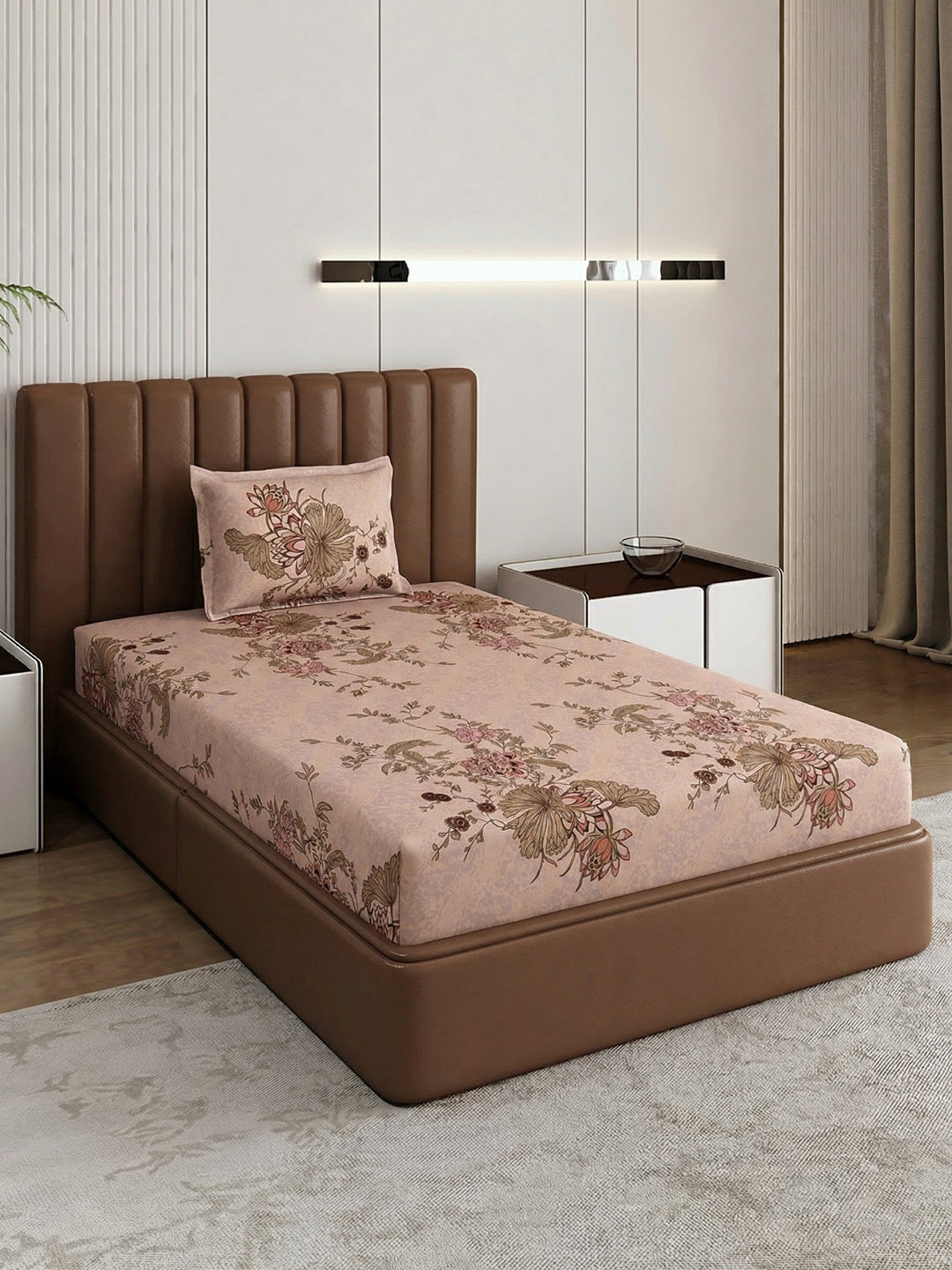 130 GSM Polyester Single Bed Bedsheet with 1 Pillow Cover Decoy Collection