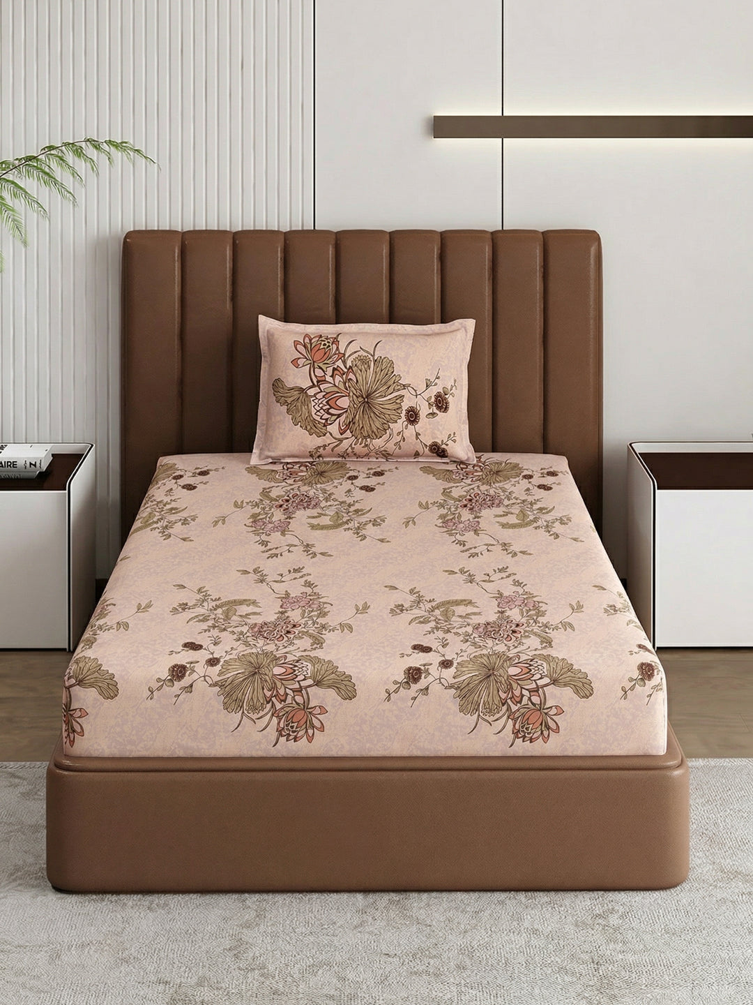 130 GSM Polyester Single Bed Bedsheet with 1 Pillow Cover Decoy Collection